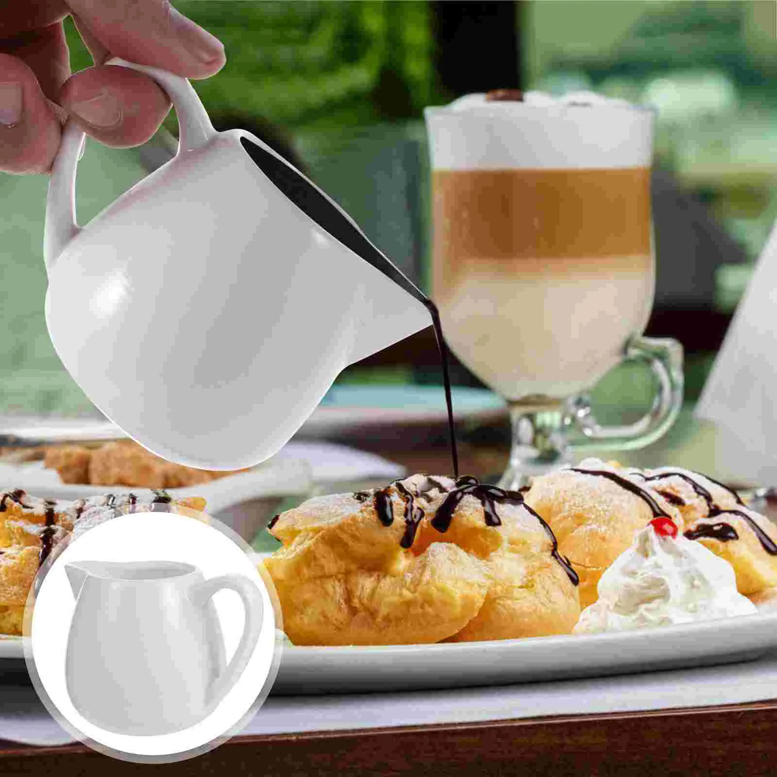 

Pitcher Creamercoffee Ceramic Sauce Gravy Jug Mini Cup Frothing Cream Boat Espresso Dish Pourer Servingspoutsyrup Jugs White