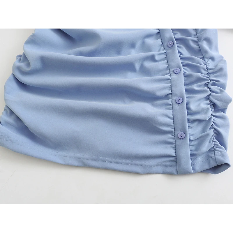 SIYANG: женские модные Асимметричные мини-платья на пуговицах с рюшами женское