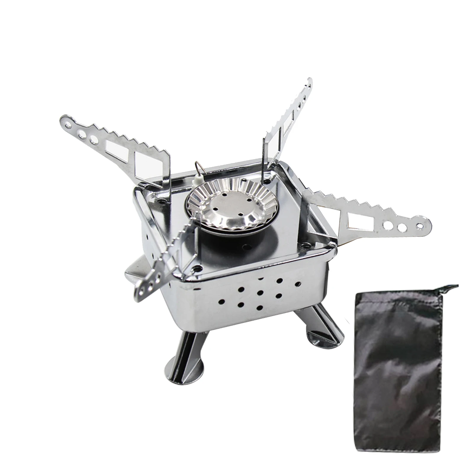 

Portable Foldable Cookware Storage Bag Stainless Steel BBQ Practical Fishing Integrated Hiking Mini Camping Stove Heat Resistant