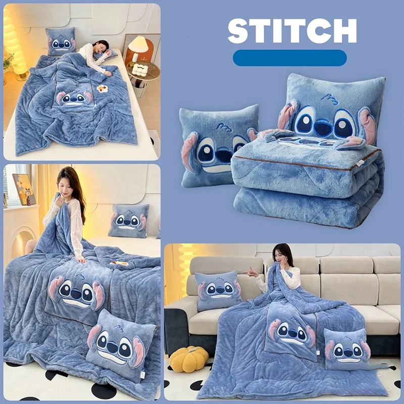 Аниме Стич Hello Kitty Подушка Одеяло Kawaii Два в одном Вышитый Диван Спальное