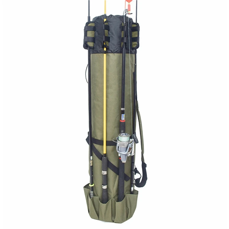 

Fishing Pole Bag with Rod Holder Waterproof Fishing Rod Cases 5 Poles Fishing Tackle Storage Bag Large Capacity Fishing Gear Bag