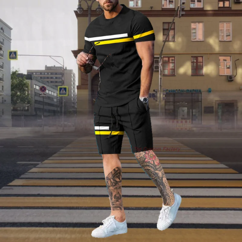 Men's Summer Oversized Cools Street Short Sleeve Tracksuits T-shirt CasualsTop Jogger Shorts Sportswear Clothing 2 Piece Set