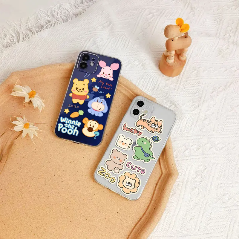 

UV Print Cartoon Zoo Phone Case for iPhone 7 8 11 12 13 X Pro Max, Shock Resistant Slim TPU Phone Cover for Ladies Girls