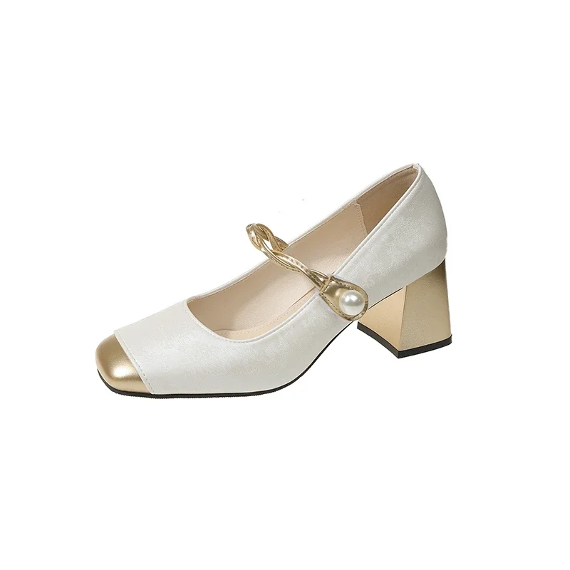 Женские туфли на квадратном каблуке однотонные туфли-лодочки с квадратным