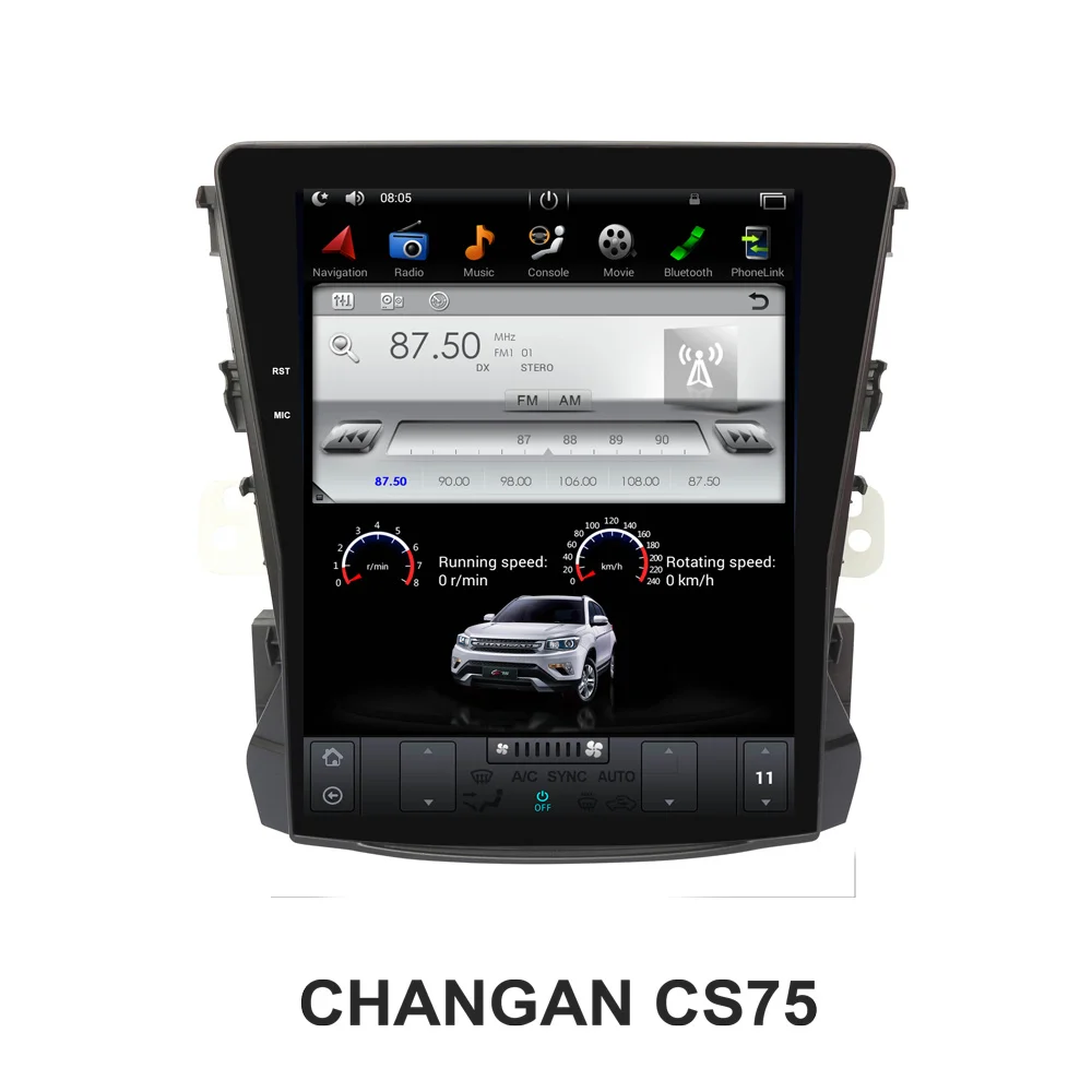 

Android 9.0 Tesla Style Vertical Car GPS Nagavition for CHANGAN CS75 Radio Stereo Multimedia Player with BT WiFi Mirror Link