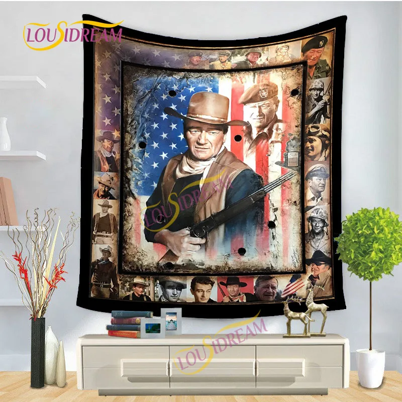 

Psychedelic cowboy actor John Wayne tapestry wall hanging home dormitory decorative sheets sofa cover blanket bohemian tapestry.