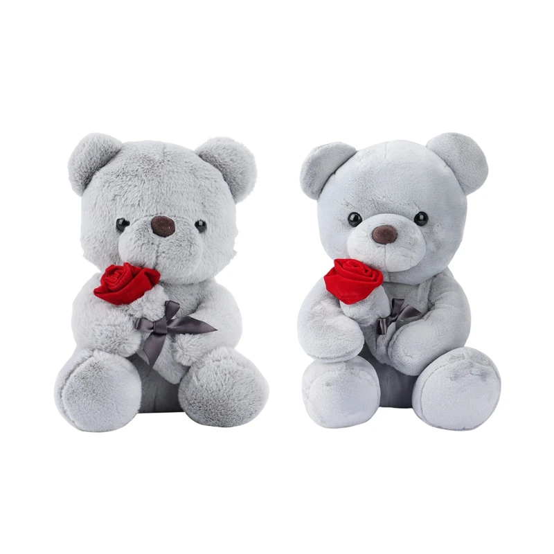 

Bear Plush Toy With Rose, Cute Stuffed Animal Toys Pillow Bear Doll Gift For Kids Boys Girls Birthday Christmas