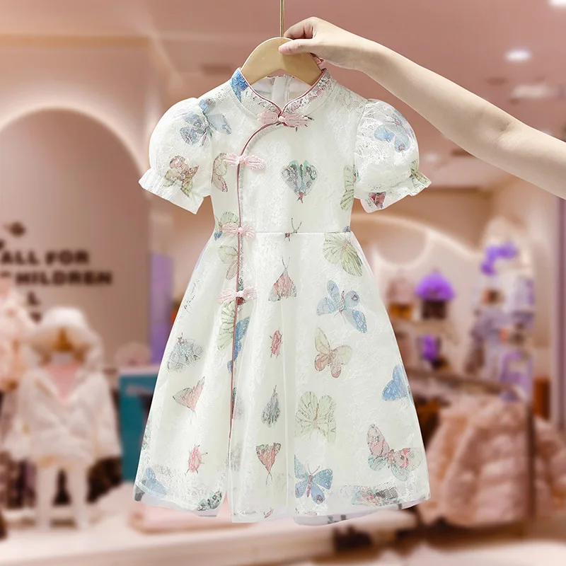 Платье для девочек 2023 летнее платье Новое Модное детское платье для девочек CuHK детское платье принцессы с цветным бантом