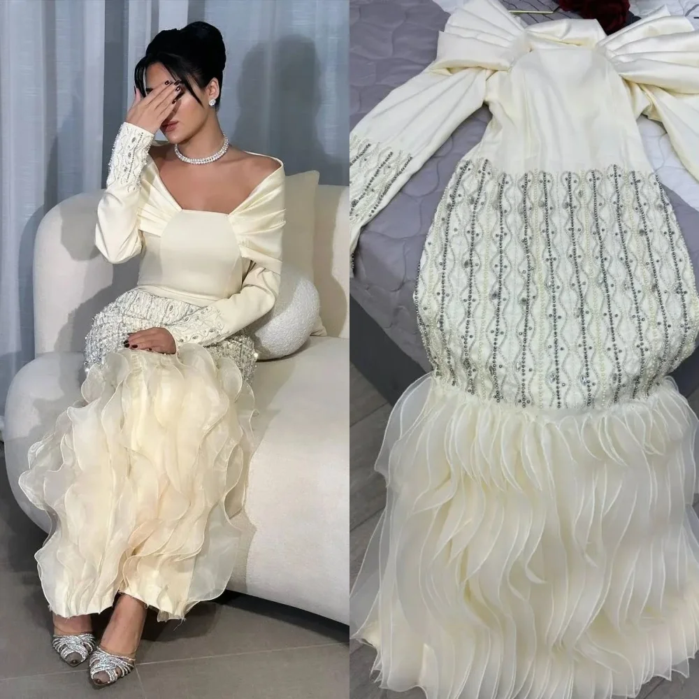 Jiayi Gong блестящее атласное платье для выпускного вечера со складками и бисером