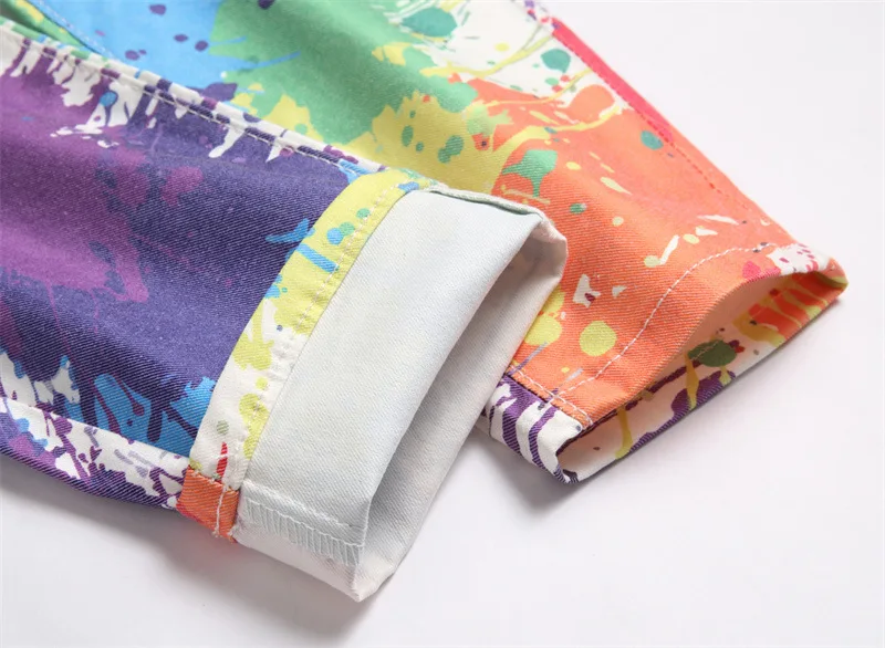 New Street Men's Jeans Digital Printing Cotton Slim Fit Pants Fashion Mid Waist Casual Straight Leg Men's Pants