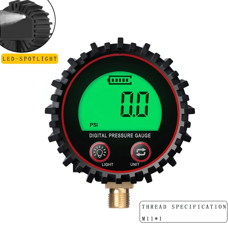 

Upgrade Digital Tire Pressure Gauge Air Chuck and Compressor Accessories LCD Display Heavy Duty LED Spotlight 255PSI