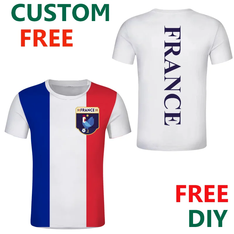 

France T Shirt DIY Free Custom Name Number t-shirt French Nation Flag Republic Fr Print Text Photo Clothes