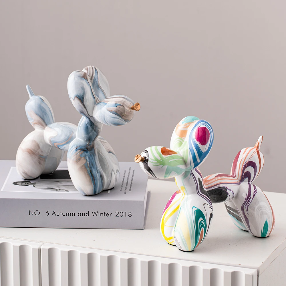 

2023 Art Graffiti Colorful Balloons Dog Sculpture Resin Statue Nordic Living Room Desk Ornament Figurines kids Gift Home