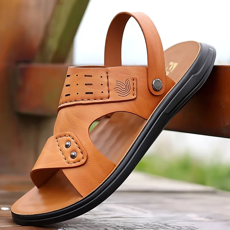 Сандалии пляжные дышащие для мужчин Рабочая обувь из воловьей кожи среднего и