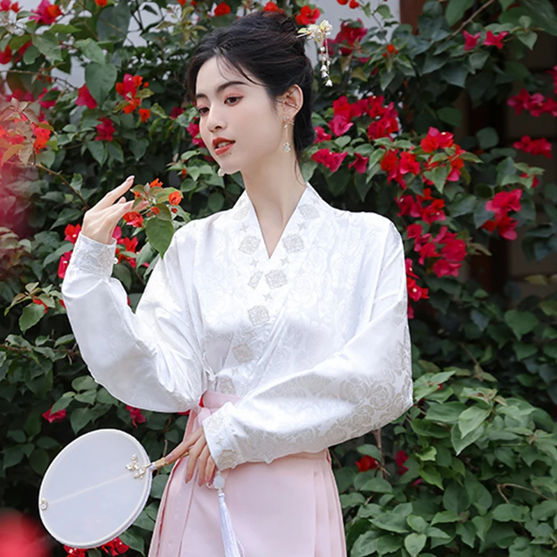 Vest Skirt with Top Long sleeve Autumn Ancient Sle Aircraft Sleeve Hand in Collar Hanfu Shirts New Chinese National S...