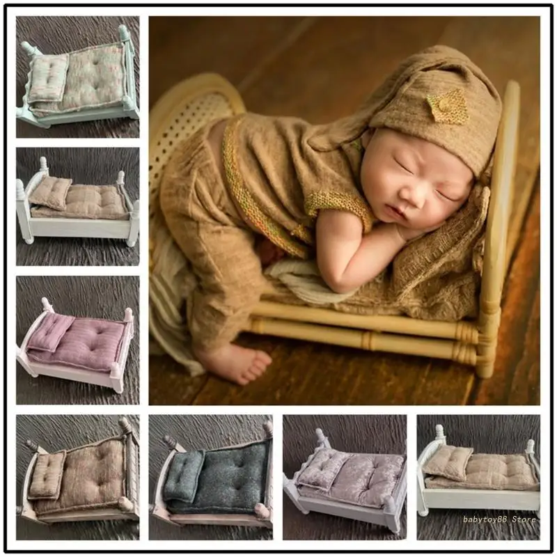 

Y4UD Baby Photography Props Background Mini Mattress & Pillow Photo Props Set Newborn Photostudio Backdrop Photo Posing Mat