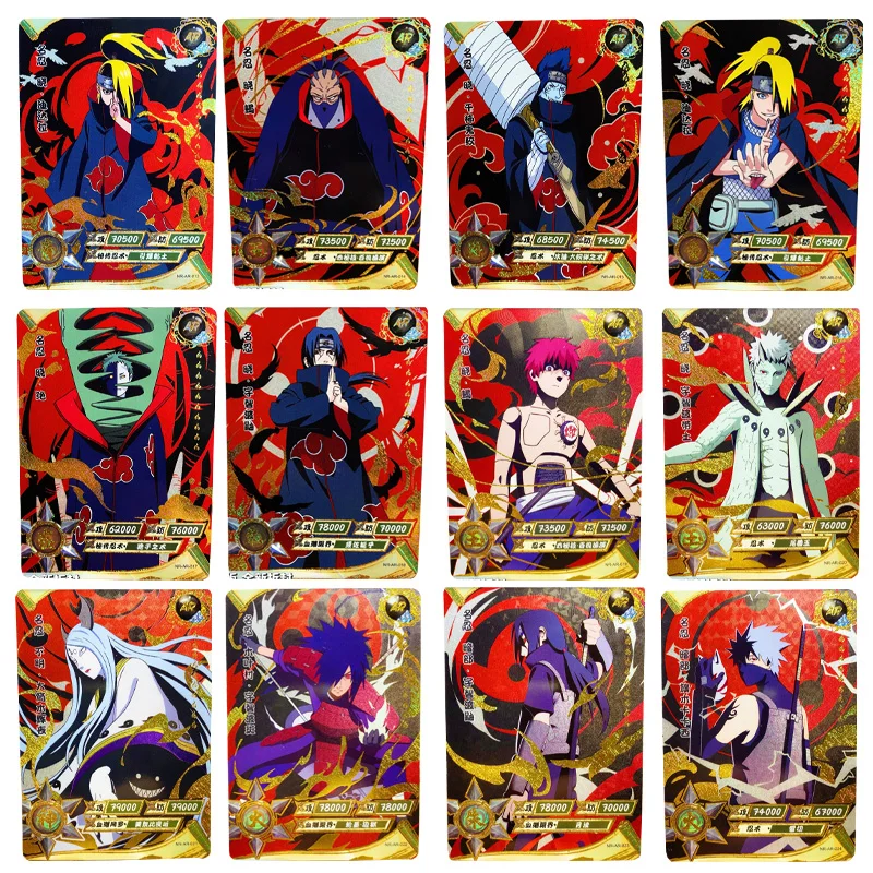 

Genuine Anime Naruto AR Cards Akatsuki Pain Kisame Itachi Obito Sasuke Golden Flash Card Collectible Hobby Card Children Gift