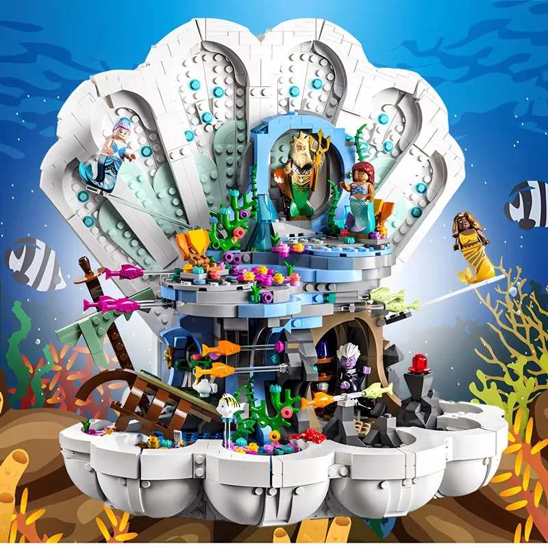 

New Creative Fairy Tale Mermaid Shell Palace Building Blocks MOC 43225 Under The Sea Princess Bricks Assembled Toys Kids Gift