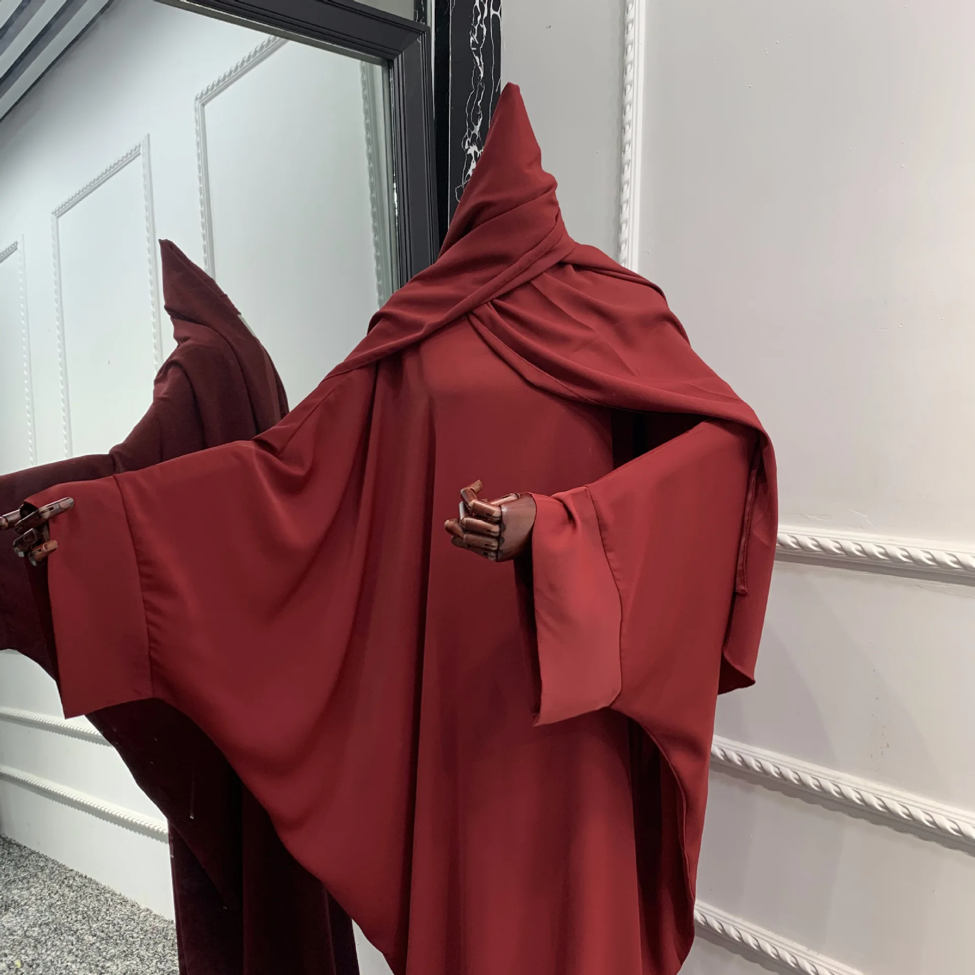 Eid Long Khimar мусульманское платье абайя женское цельное летучая мышь Nida Молитвенное
