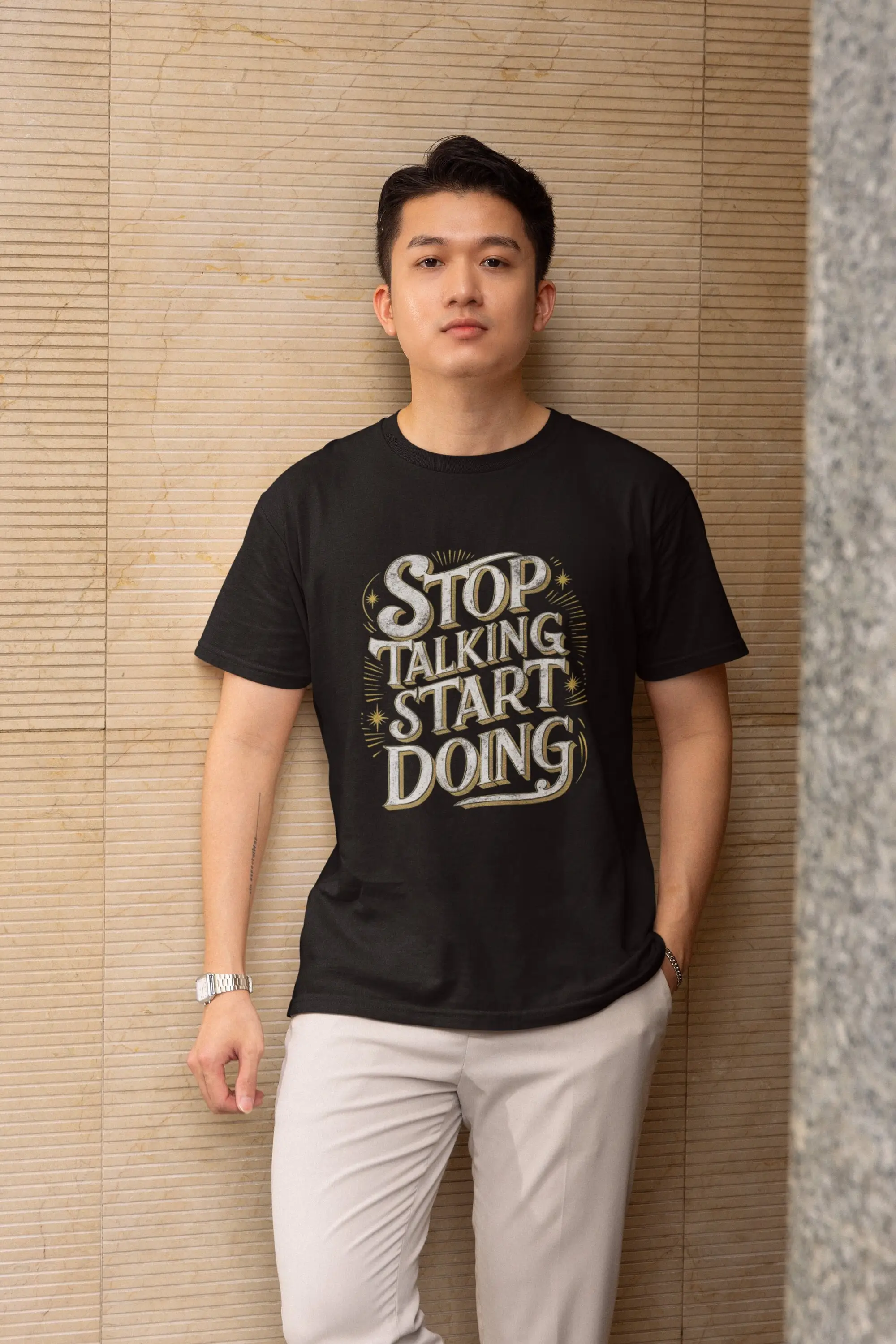 Футболка Стоп говорить начало дела винтажная типография вдохновляющая цитата