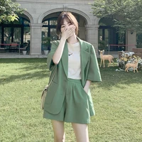small suit outfit womens summer 2022 new loose internet hot thin short sleeved suit coat shorts two piece suit