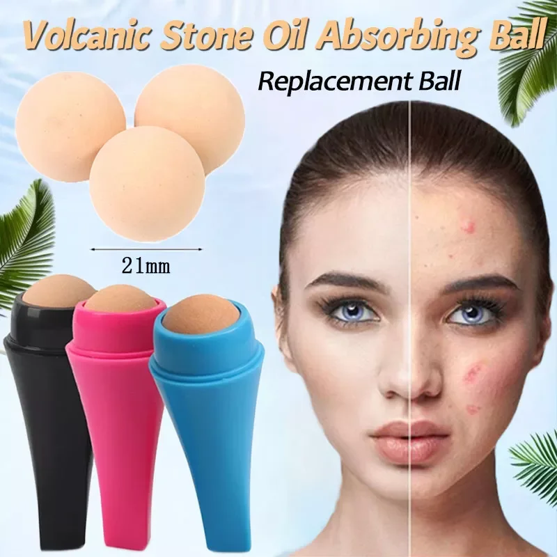 

3Color Facial Oil Absorbent Roller Natural Volcanic Stone Roller T-zone Oil Control Remove Fat Face Care Reusable Skin Care Tool