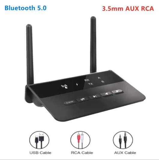 

80M Bluetooth 5.0 Transmitter Receiver Aptx HD LL Low Latency Wireless Audio Adapter 3.5mm AUX RCA Jack For PC TV Headphones