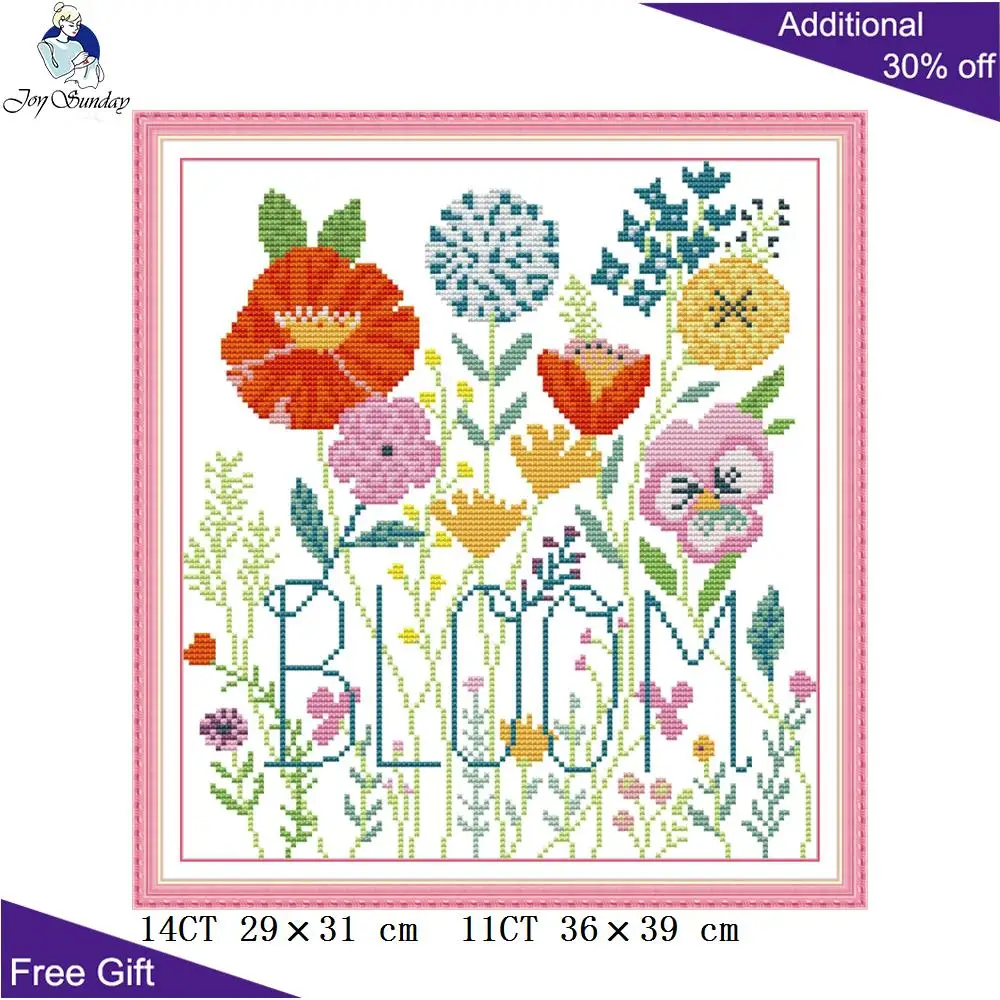 

Joy Sunday Flower Home Decor H869 14CT 11CT Counted Stamped Colorful Bloom Flowers Handcraft Embroidery DIY Cross Stitch kit
