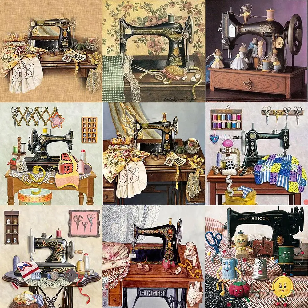 

Embroidery Painting Round Drill Gift Painting Sewing Machine Embroidery Mosaic Kits Diamond Decor Drill