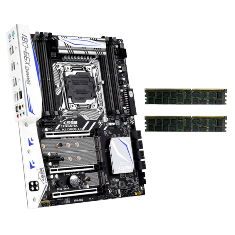 

NEW-JINGSHA X99-D8I Computer Motherboard with 2XDDR4 ECC 8GB 2133MHZ RAM LGA2011-3 SATA 3.0 USB3.0 M.2 NVME Interface ATX