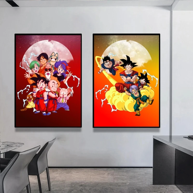 Japanese Anime Dragon Ball Characters Classic Decorative Painting Son Goku Krillin Canvas Artwork Kids Room