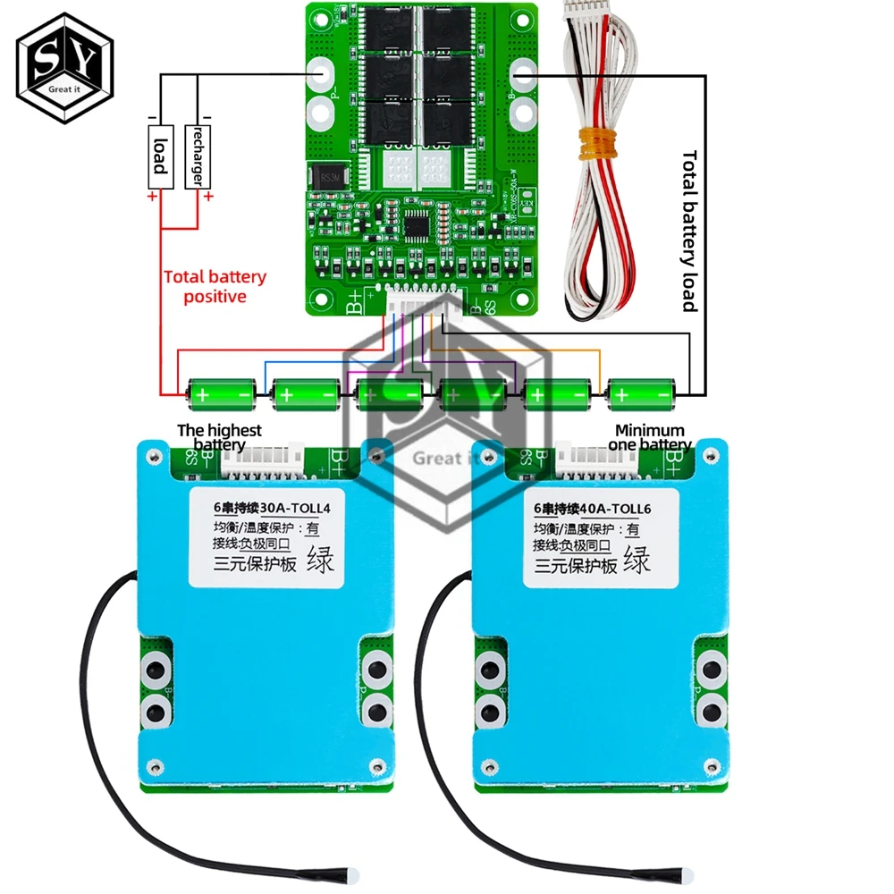 6S 25 2 В 30A 40A 18650 Батарея Poretect Board BMS PCB с балансом для скутера Ebike радиатором