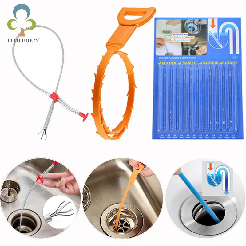 

Pipe Dredger Hair Cleaner Anti-blocking Cleaning Hook Spring Dredge Dissolve Decontamination Stick Household Tools LXX