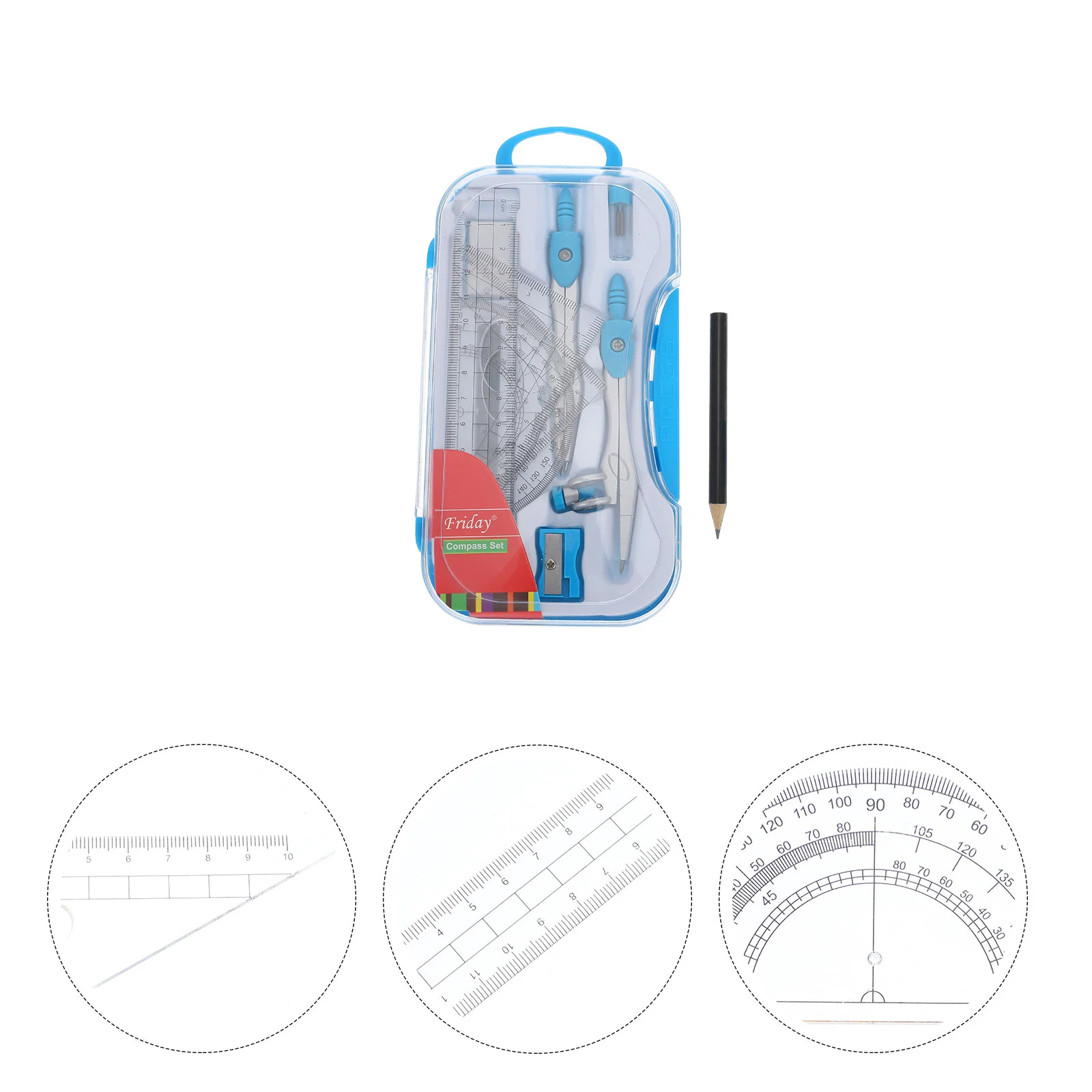 

Compass Supports Drawing Kids Suit Case Drafting Tools Rulers Delicate Students Pens Plastic Design