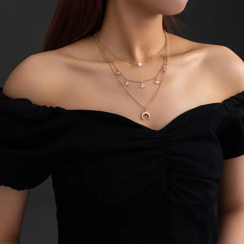 Женское винтажное ожерелье многослойное с подвеской в виде звезды бабочки