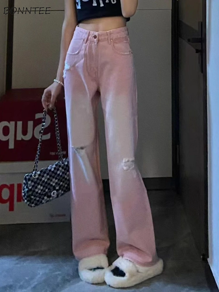 

Градиентные женские джинсы с дырками специальная Весна привлекательные очаровательные универсальные повседневные крутые простые винтажные женские в европейском стиле