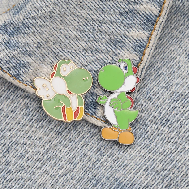 

Super Mario Bros Cute Brooches Yoshi Anime Figures Toys Dinosaur Mount Cartoon Clothes Pants Brooch Children Adult Birthday Gift