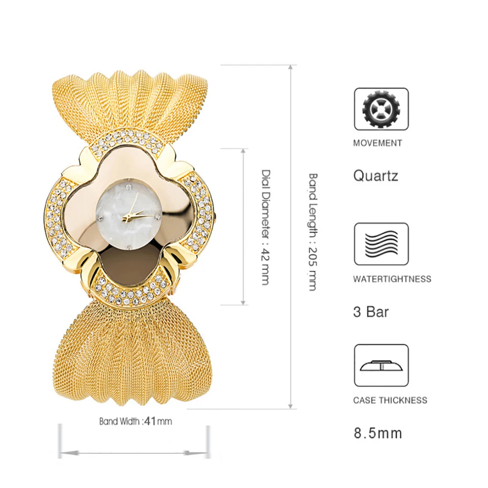 Элегантные золотые кварцевые часы с бабочкой красивые металлическим ремешком