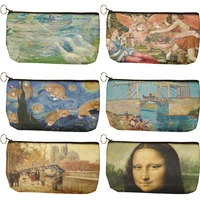 popular fashion makeup bag famous oil painting canvas cosmetic bag new girls portable zipper cosmetic bag storage bag