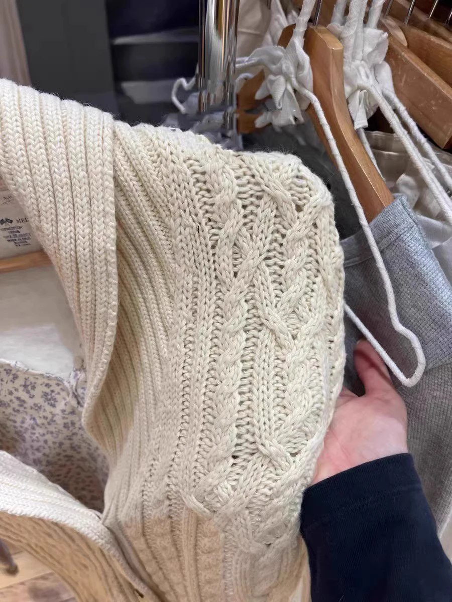 Зимний новый кардиган с витыми карманами свитер женский однобортный джемпер