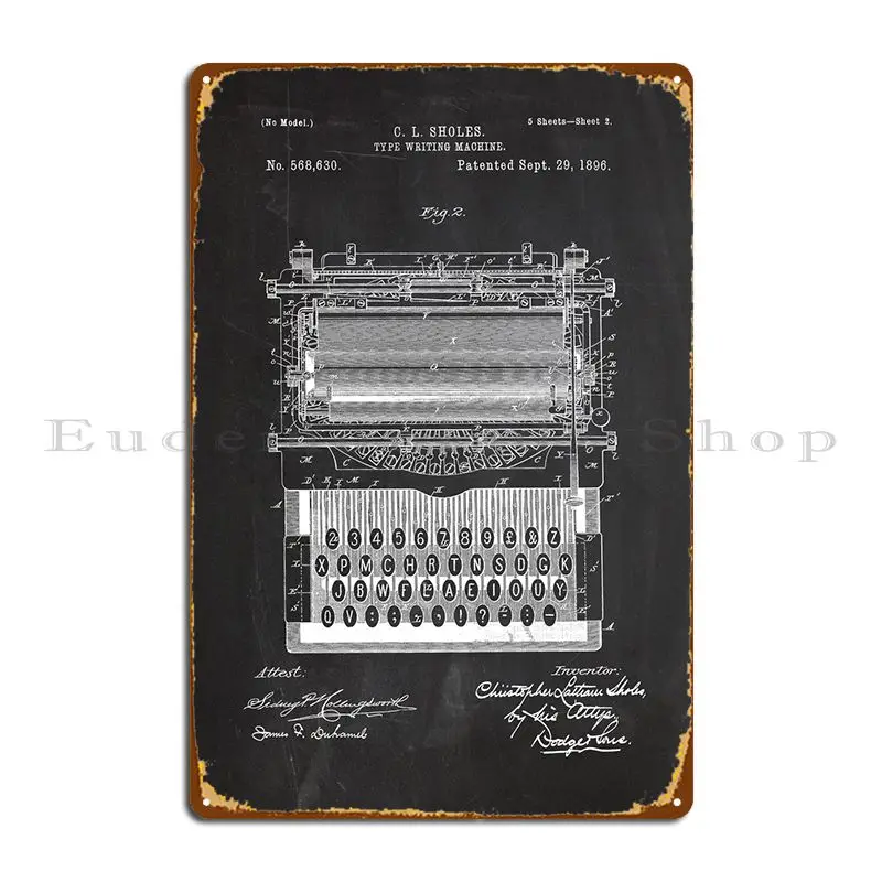 

1896 Тип автомата для письма-патент для рисования металлический плакат на стену, паб, пещера, проектирование гаража, создание оловянного знак...