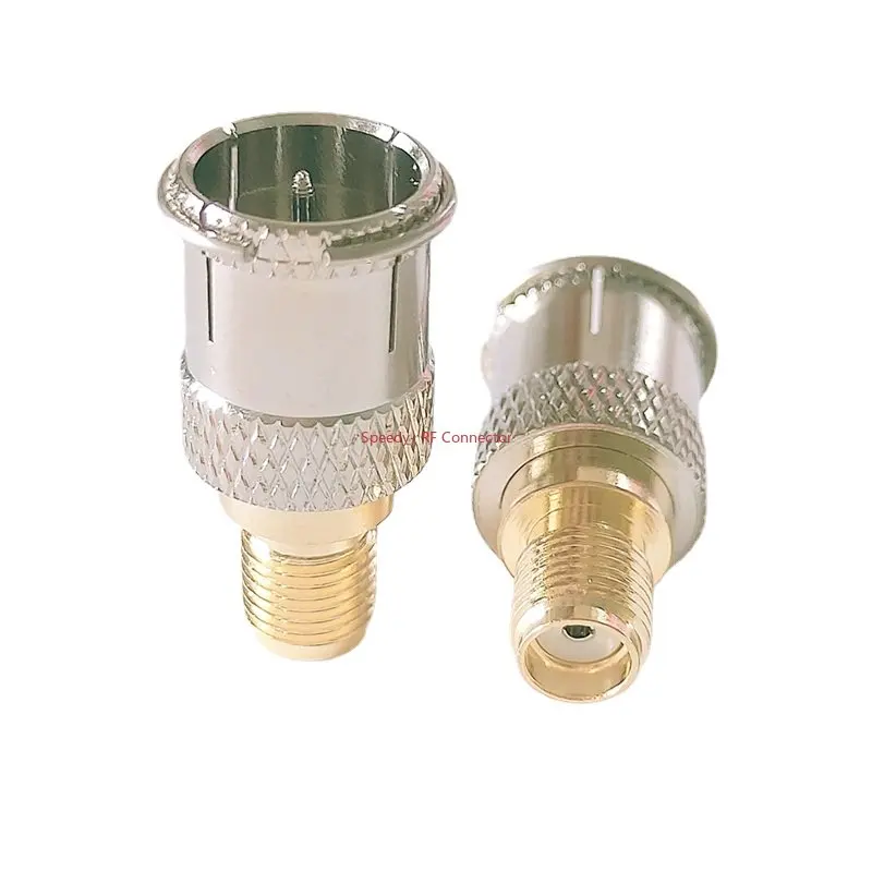 2Pcs/lot SMA To F TV Female Male Straight Connector RPSMA To F Quick Plug Adapter Coax Connector Brass Gold Plated High Quality images - 6