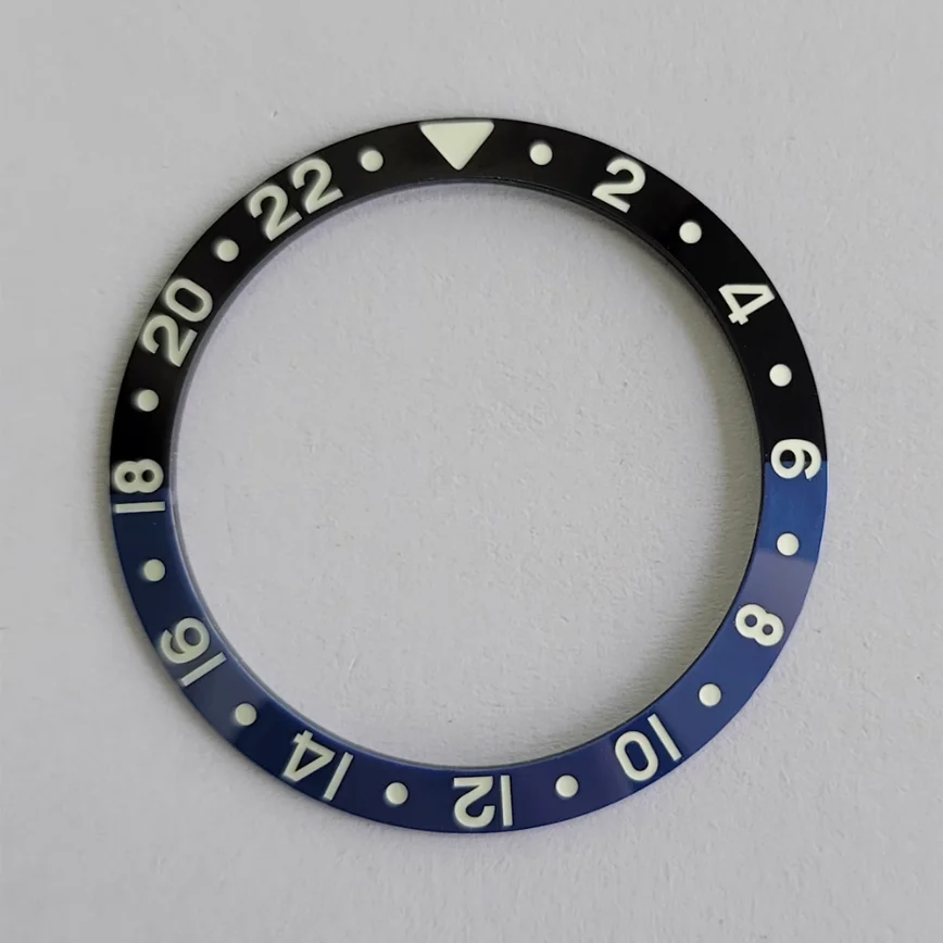 37.5MM Watch Bezel Insert GMT Ceramic Bezel Opening Green Luminous Sloping Bezel Opening OD 37.5MM ID 30.7MM Thickness 1.85MM