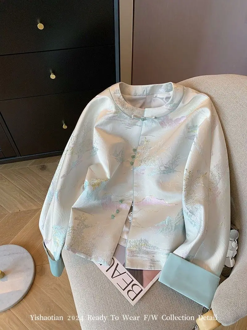 Верхняя одежда женские куртки Китайская национальная ветровка жаккардовое