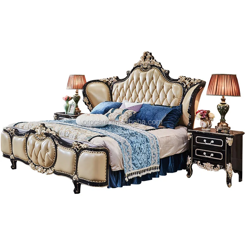 

new arrivals french style royal princess bedroom leather bed