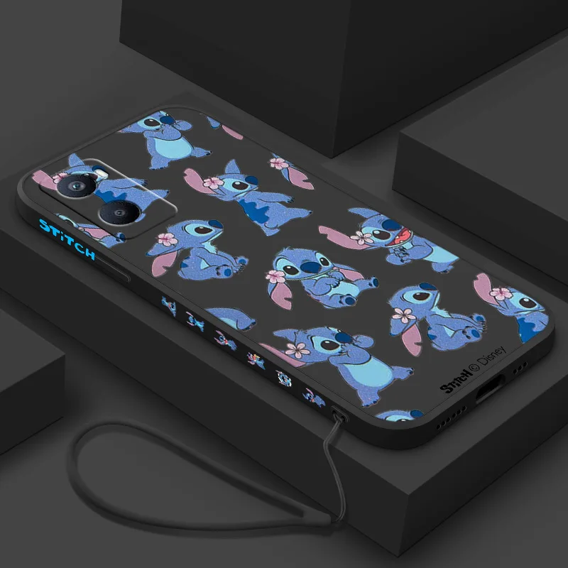 

Stitch Cute Trend For OPPO A53S A52 A33 A32 A31 A16S A12 A11S A9 A5 F21 F11 2020 Pro Liquid Left Rope Phone Case
