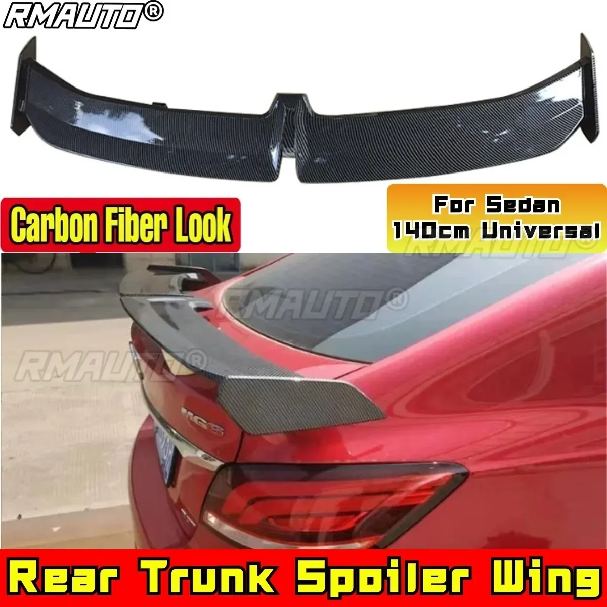 140cm Universal Rear Trunk Spoiler Gloss Black PRO Style Car Wing Body Kit For Sedan Accessories