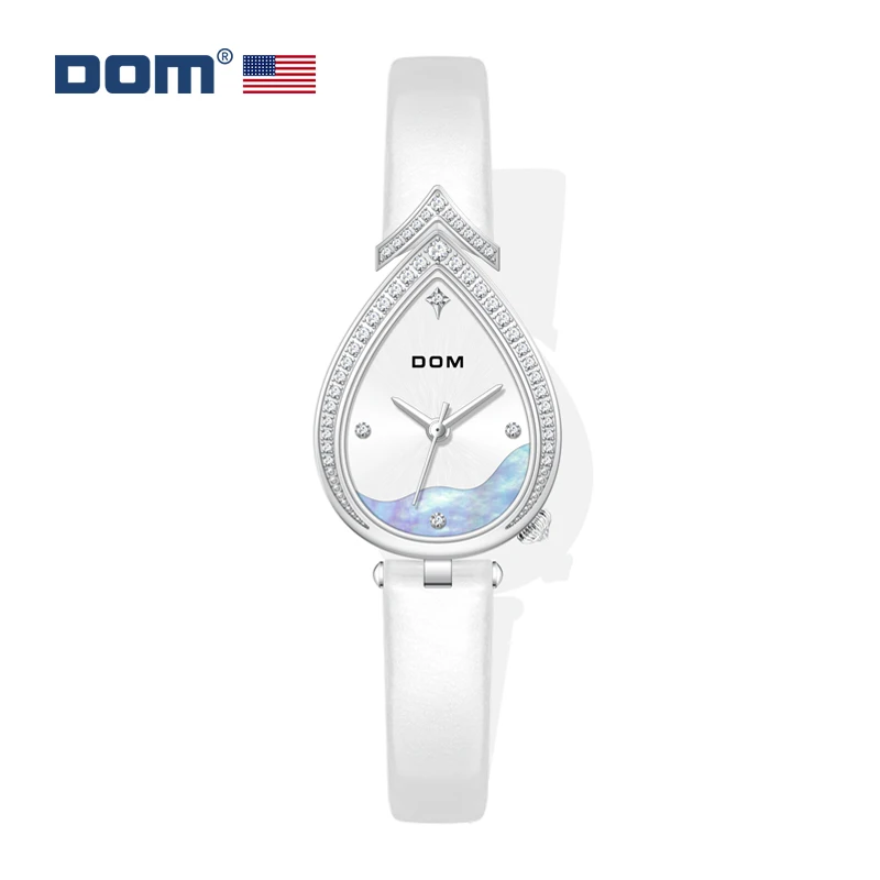 

Часы DOM женские кварцевые, брендовые Роскошные Модные Элегантные классические красивые водонепроницаемые с кожаным ремешком, со звездами