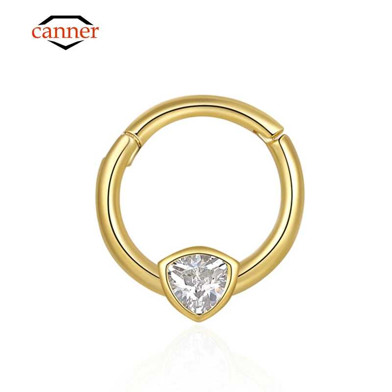 

CANNER 925 Sterling Silver Round Circle Gold Plated Hoop Earrings For Women Korean Fashion Ring Earrings Jewelry Accessories 1pc