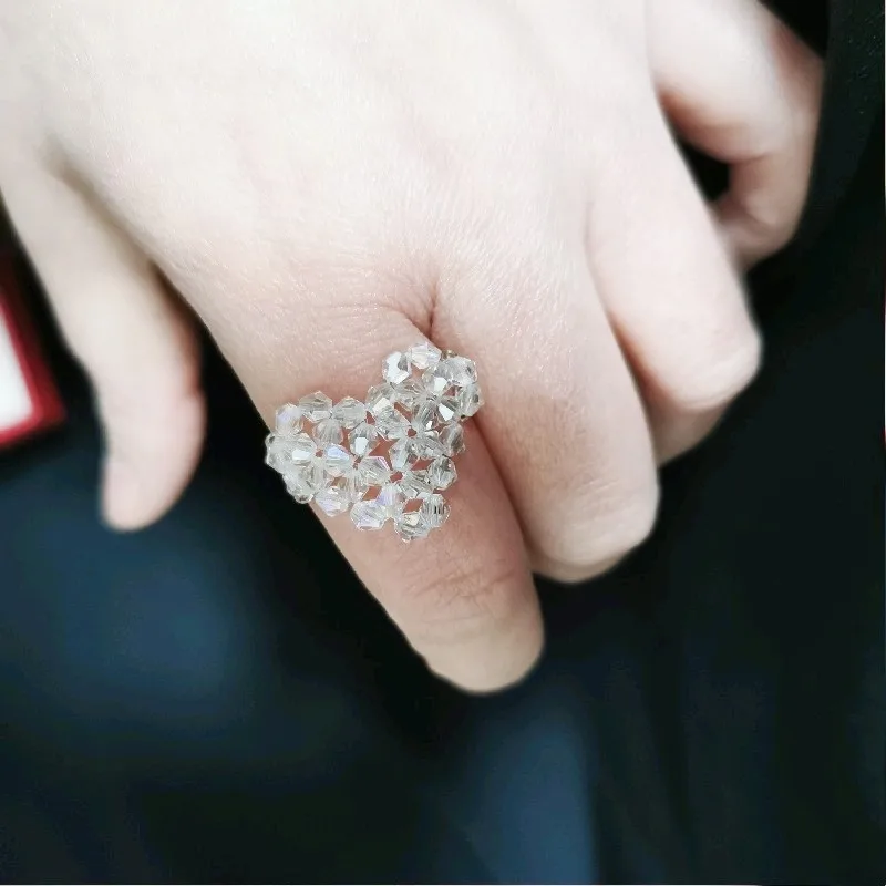 Новые хрустальные бусины красное кольцо в форме сердца с любовью женские